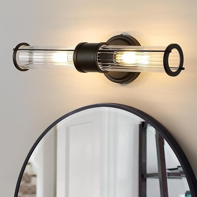 Wall Sconces Set of Two, Black Bathroom Sconces Wall Lighting - Modern Vanity Light Vertical and Horizontal Wall Mount 2-Light Indoor Wall Light for Hallway Living Room(E12 Bulbs Excluded)