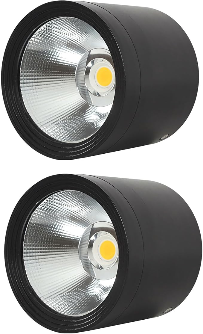 MEGHALI 2pack Outdoor Ceiling Spotlight Modern Spotlight LED 18W Round Waterproof Downlight Outdoor Ceiling Light Black Spotlights for Balcony Terrace 4000K