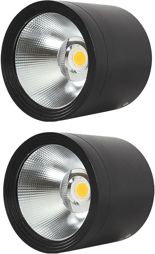 MEGHALI 2pack Outdoor Ceiling Spotlight Modern Spotlight LED 18W Round Waterproof Downlight Outdoor Ceiling Light Black Spotlights for Balcony Terrace 4000K