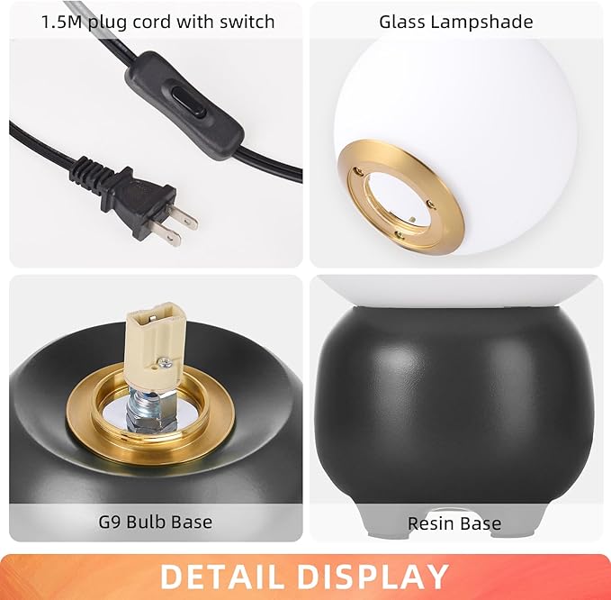 Arturesthome Cute Small Single Table Lamp for Bedroom Modern Nightstand Lamp Farmhouse Bedside Lamp for Living Room Black Table Lamp