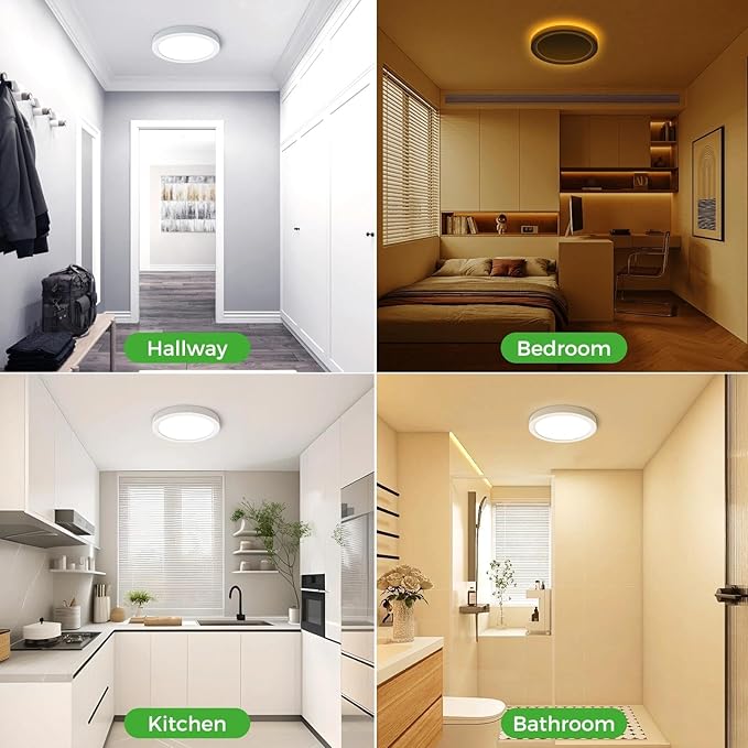 zemty 7 Inch LED Ceiling Light with Night Light 1800K, 3000K/4000K/6500K Dimmable Light Fixtures with Remote Control,12W 1200lm Flush Mount Ceiling Lamp for Bedroom LivingRoom Bathroom Kitchen-White