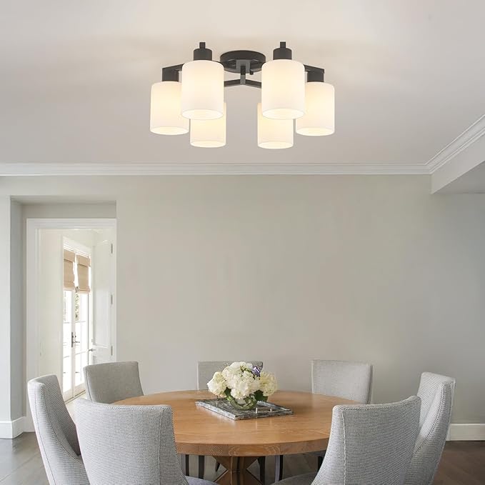 Black Semi Flush Mount Ceiling Light Fixture, Modern Close to Ceiling Light Fixtures Ceiling Mount, Dimmable Foyer Kitchen Lighting Fixtures Ceiling Lights for Bedroom, Bathroom, Hallway, Entryway