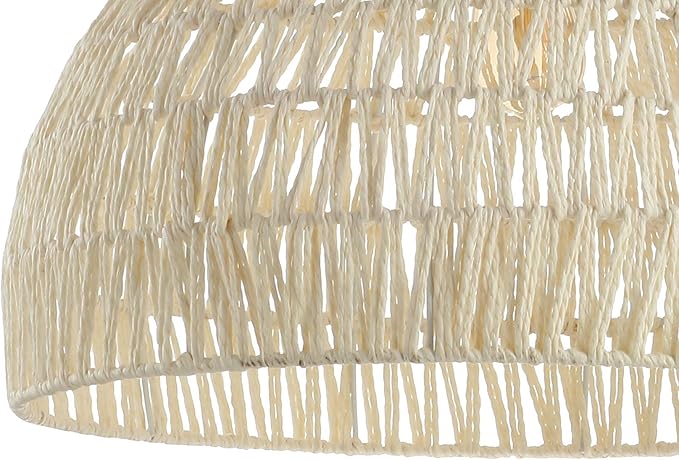 JONATHAN Y 20" Cream Modern Bohemian Woven Rope LED Pendant Light Fixture, Adjustable Dome Ceiling Lamp for Kitchen Island, Rope Shade, Coastal Farmhouse Decor JYL6504A