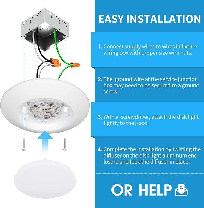 ECOELER 4 Inch LED Disk Light, Dimmable Flush Mount Ceiling Light, 10.5W 650Lm, 3000K Warm White, Aluminum Baffle Trim, Wet Location, ETL&Energy Star, 4Pack