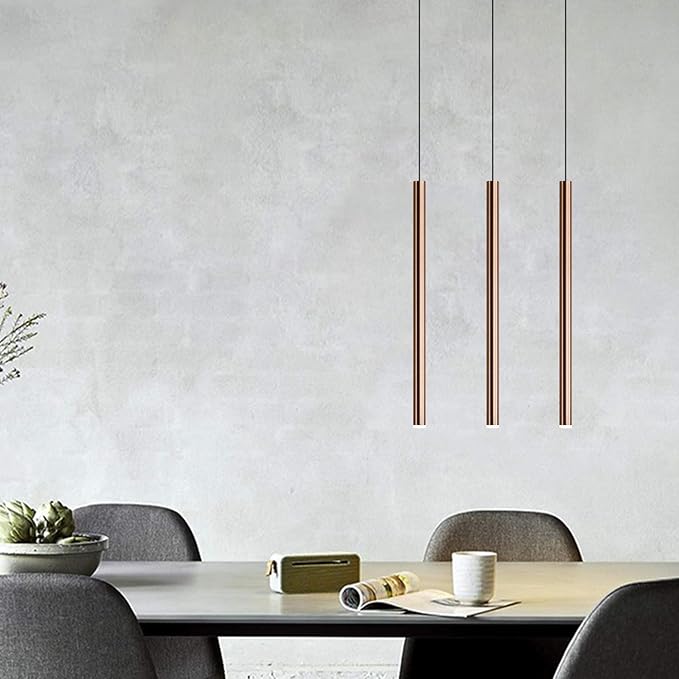 CANALIS 3 Mini Pendant Lighting Copper - LED Hanging Light Fixture for Kitchen Island, Bar, Foyer - Cluster Pendants - Dimmable, Adjustable Wire, Lamp Bulb Included