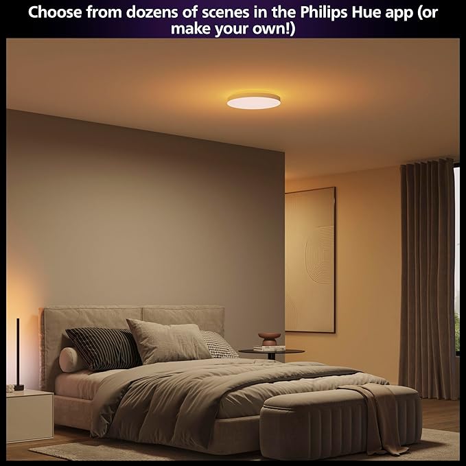 Philips Hue Datura Smart Ceiling Panel (Small Round 2.49in x 15.12in) White & Color Light, Bluetooth Compatible, Voice Control with Alexa, Apple Home & Google Assistant