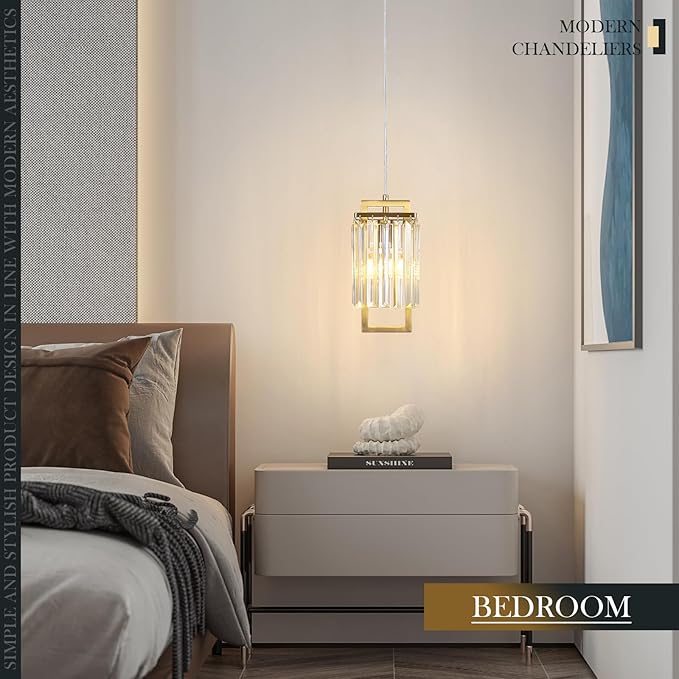 Modern Crystal Pendant Light Fixture 3-Pack Gold Stainless Steel Hanging Lighting Crystal Chandelier for Kitchen Island Lving Room Bedroom