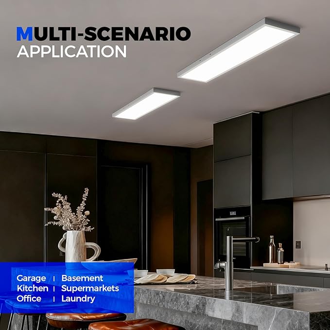 Barrina 1x4 LED Flat Panel Light, 8640LM 72W, 0-10V Dimmable, Brightness & 5CCT 3000K-6000K Selectable 4FT LED Shop Light, Ceiling Drop Mount Lights for Kitchen, Garage, Office, Laundry, 2 Packs