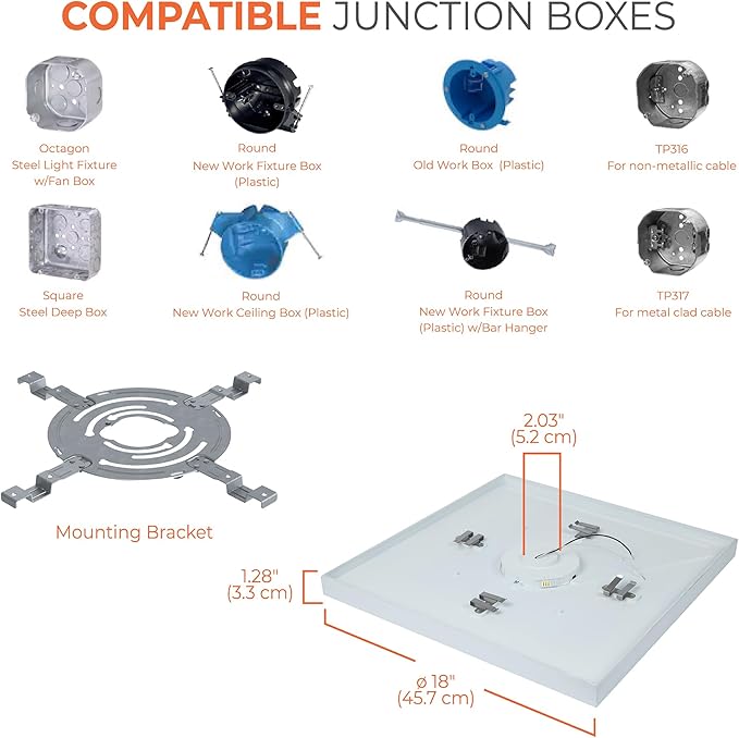 HALO SMX 18-Inch Edgeless Surface Mount LED Downlight w/Selectable Lumens, Color Temperatures, Dimming - Square - SMX18SLSFSD2W