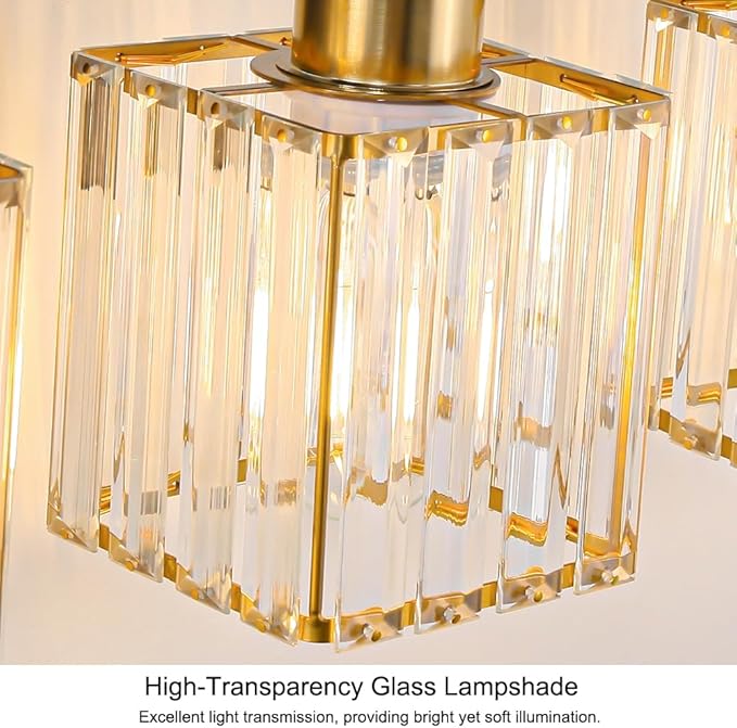 Lxybcce Bathroom Vanity Lights Over Mirror - Easy Installation with Clear Guide, 5-Light Shadow-Free Design, Gold Crystal Finish - for Modern Home Bathroom Lighting Fixtures in DIY Projects
