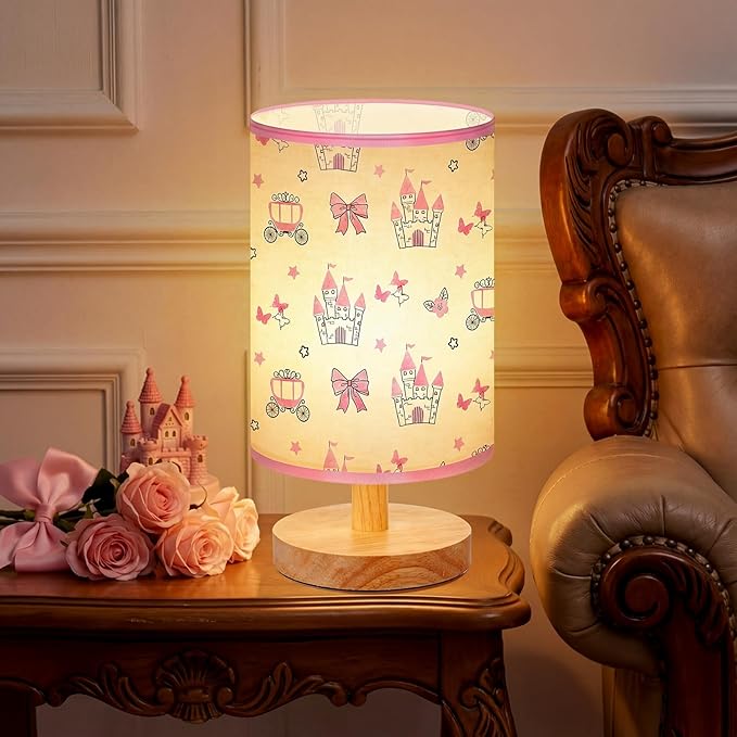 Glooglitter Pink Bow Table Lamp 3 Colors Dimmable Lights Princess Room Bedroom Decor 9.72 x 5.12 Inch Pink Castle Bow Night Light Bedside Bedroom Lamps Decoration for Desk Birthday Gifts