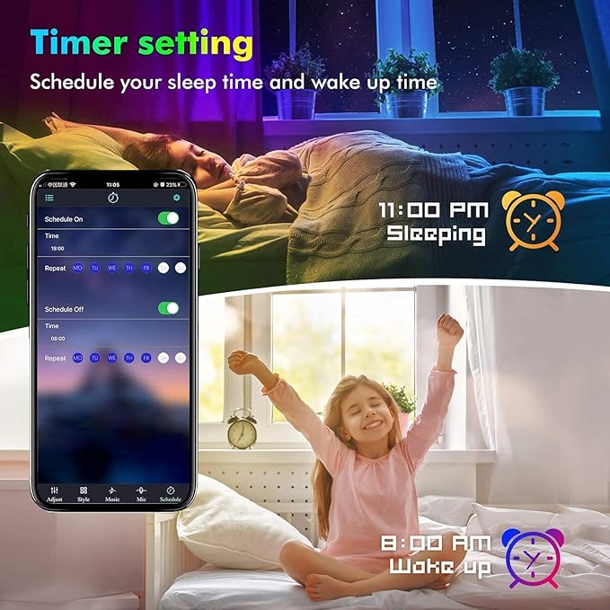 KEELIXIN LED Lights Music Sync RGB LED Strip Lights with APP & Remote Control (50ft-2rolls)
