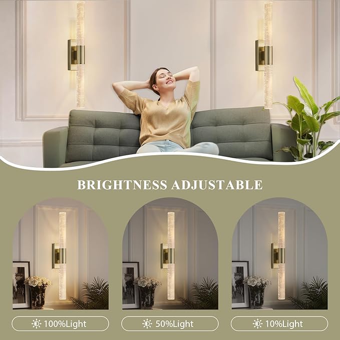 camuucci Battery Operated Wall Sconces Set of 2 Rechargeable Battery Powered Wall Light with 12000mAh Not Hardwired Dimmable Wall Lamp Fixtures for Bedroom Living Room Brown 20.9 Inches