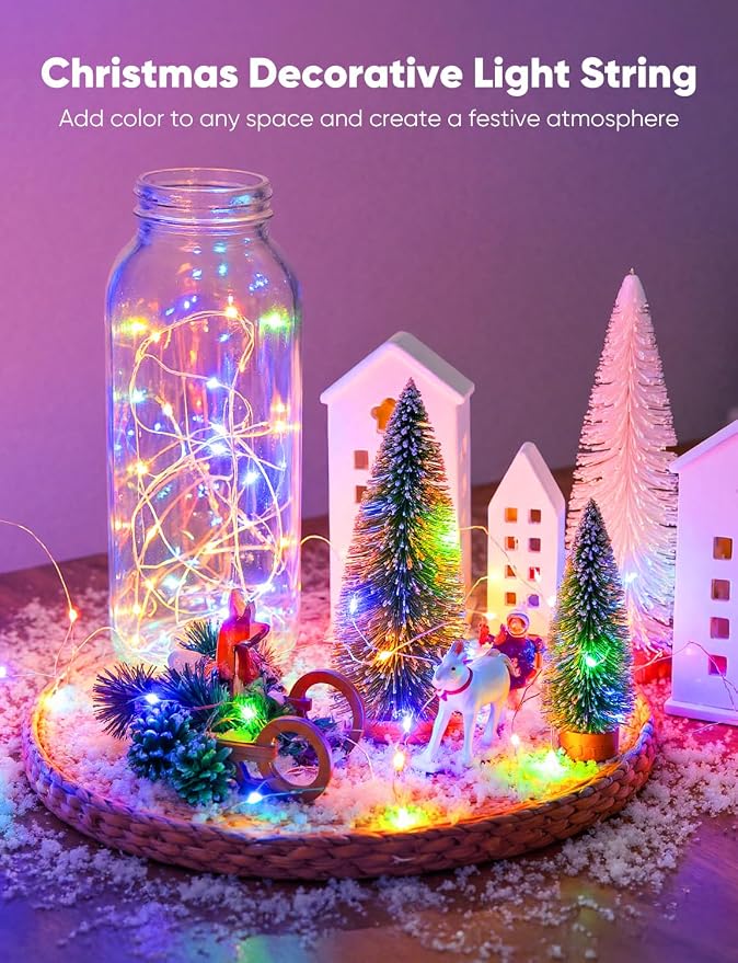 Brightown 12 Pack Multi-Color Fairy Lights Battery Operated - 7ft 20 LED Waterproof Micro Firefly Lights for Christmas Decor, DIY Craft, Wedding Table Centerpieces, Flowers