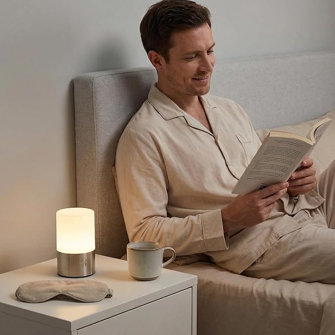 Small Table Lamp - Rechargeable, Portable, Up to 20-Hour Battery Life, 10 Brightness Levels, Auto-Off Timer, Waterproof, Warm Light for Bedside, Travel, Camping & Décor-Nickel Finish