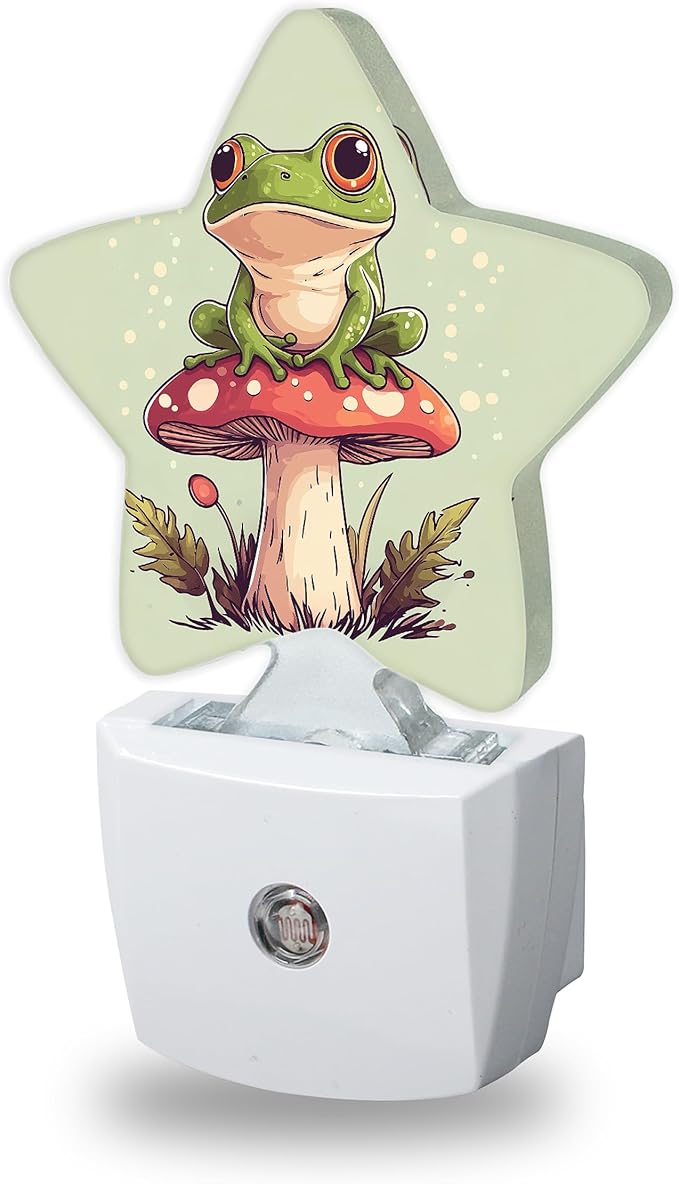 Nightlight,Cute Frog Decorative Night Lights Plug Into Wall,Mushroom Night Light with Auto Sensor for Bedroom,Nursery,Hallway,Stairway,Gifts