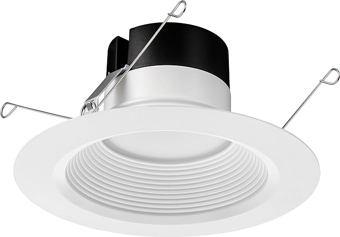 Juno E Series 5"/6" LED Ceiling Light, Baffle Trim Recessed Lighting with 5-in-1 Switchable White Color, 1200 Lumens for High Ceilings, Wet Rated LED Downlight, Dimmable, White