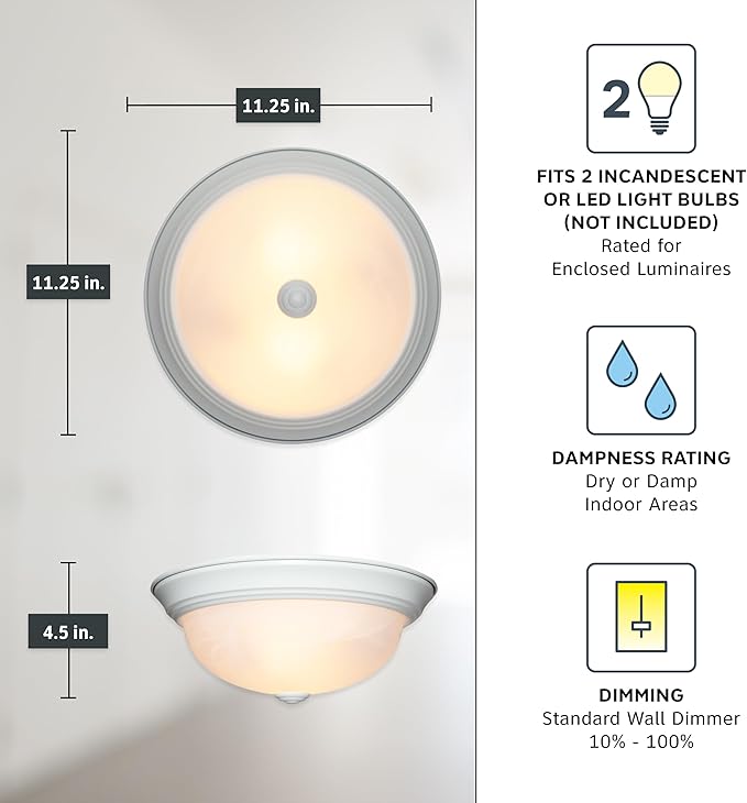 DESIGNERS FOUNTAIN 11 in 2-Light Flush Mount Ceiling Light, White, 1257S-WH-AL (Pack of 6)