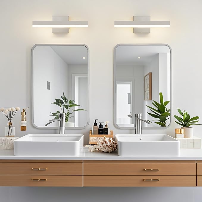 Nickel Bathroom Vanity Light 15.75 inch, 14W Dimmable 5CCT LED Bathroom Light Fixture Over Mirror Restroom Hardwired-ETL Certificated