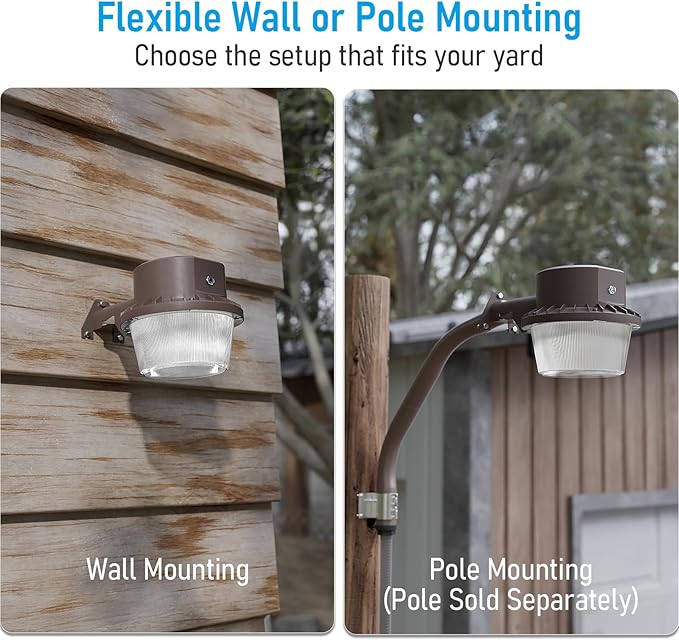 TORCHSTAR LED Barn Light, Dusk to Dawn Area Lights with Photocell, Outdoor Security Flood Lighting, ETL & FCC Listed, IP65 Waterproof, Aluminum, 110-277V, Garage, Yard, 3000K Warm White, Bronze