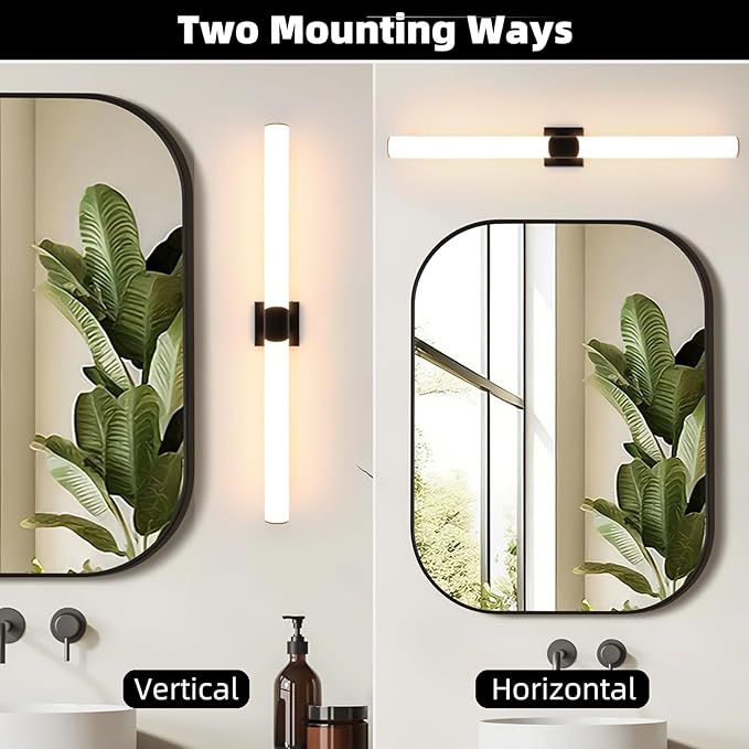 Modern Wall Sconce 39 Ihch Black Bathroom Sconces LED Wall Lighting Fixtures with Acrylic Shade Hardwired Long Vanity Lights Over Mirror for Bedroom Living Room Hallway