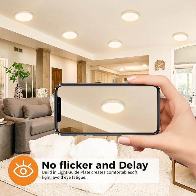 slochi 12Pack LED Flush Mount Ceiling Light, Dimmable & 100W Equivalent Super Slim LED Ceiling Lights, 3000K-6500K Selectable, 12W 1500Lm Round Light Fixture for Bedroom, Bathroom, Closet, Hallway