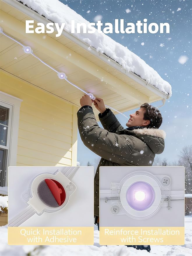 Permanent Outdoor Lights,150FT RGB Christmas House Lights Outdoor with APP Remote Control, IP67 Waterproof Smart Eternity Eaves Lighting for Holiday, Party, Daily