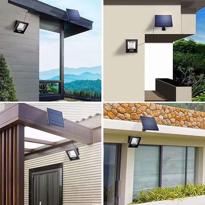 Solar Flood Lights Outdoor with 16FT Cable Dusk to Dawn 4400mAh LED Solar Spot Light Waterproof 3000K for Porch, Backyard, Driveway, Warm White 2 Pack