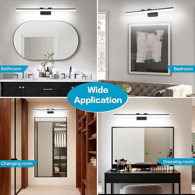 SOLFART Dimmable Matt Black Bathroom Vanity Light Light Fixtures for Bath 39.4 Inch 5 Color Temperature LED Light Above Mirror Bathroom Vanity Lights Over Mirror 5CCT
