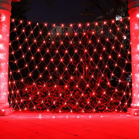Net Light Christmas Lights Red, 240 LED Tree Mesh Lights Outdoor Plug in Hanging String Lights for Xmas, Halloween, Garden, Walkway, Bushes Decor-9.8ft x 6.6ft(Red)