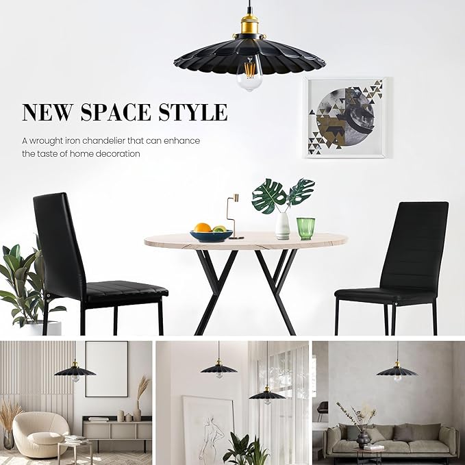 Kitchen Pendant Lights, Black Hanging Lamp for Hallway 13.8 Inch Metal Lampshade Farmhouse Pendant Lights Kitchen Island Vintage Pendant Lighting Kitchen Island Sofa