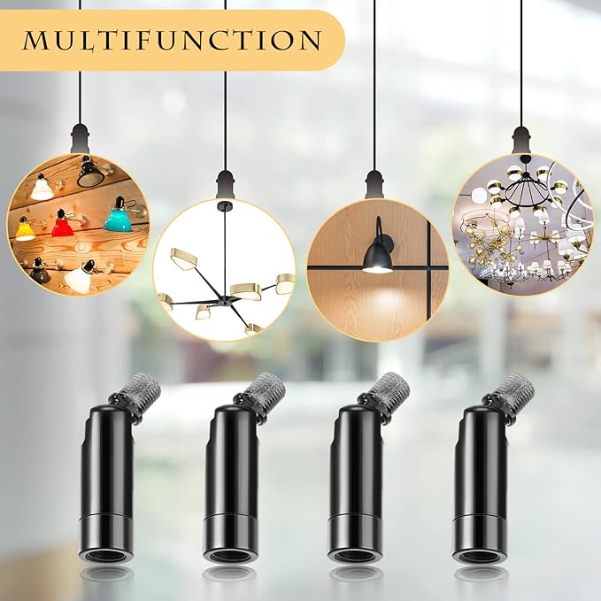 Tondiamo 4 Pcs Black Sloped Ceiling Light Adapter 180 Degree Pendant Suspension Canopy for Chandelier Track Ceiling Lamp Pendant Vaulted Overhead Light Hanging Helper for Vaulted or Angled Overhead