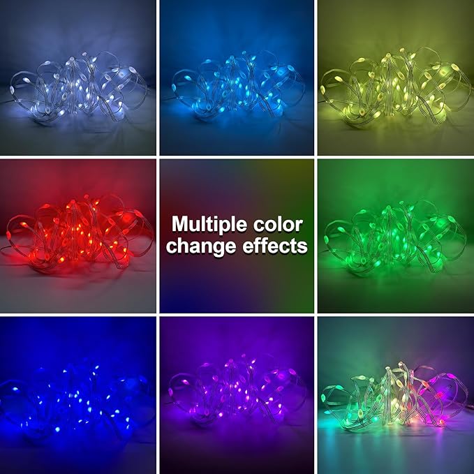 WS2812B Fairy String Lights Addressable Individually RGB IC, PVC Wire 16.4FT 50LEDs DC5V/2A for Twinkle Home Garden Bedroom Outdoor Indoor Decor(No Adapter or Controller) 1PC