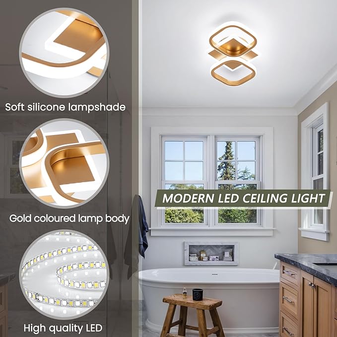 ElDISUNY Modern Ceiling Lights LED 30W Black Elegant Square Lamp LED Ceiling Lights Fixture for Hallway Office Kitchen Living Room Bedroom Dining Room -30w Cool White 6000K