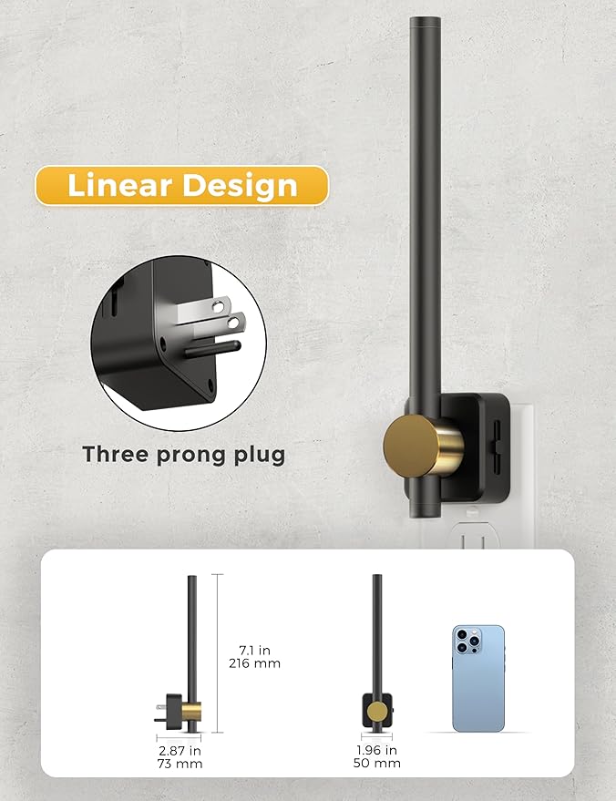 L LOHAS LED Night Light, [2-Pack] Night Lights Plug into Wall, Dimmable Night Light 0-200LM, Nightlights Black and Gold Vanity Nightlights for Bathroom Bedroom, Soft White 3000K, Dusk to Dawn Sensor