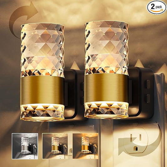 L LOHAS LED Night Light,Modern Night Lights Plug into Wall,2 Pack Amber-3000K-5000K Adjustable Color Temperature Night-Light,Dimmable Nightlights with Dusk to Dawn Sensor for Rooms Bathroom Hallway