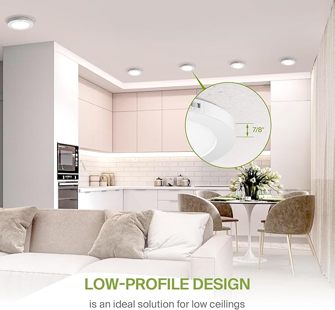 ASD LED 12" Round Flush Mount Ceiling Light Fixture, Low Profile Surface Lighting | 5CCT, Motion Sensored, Ultra-Thin, ETL Listed | 24W 1700LM 2700-6000K 120V | Kitchen, Hallway Lamp | White, 12 Pack