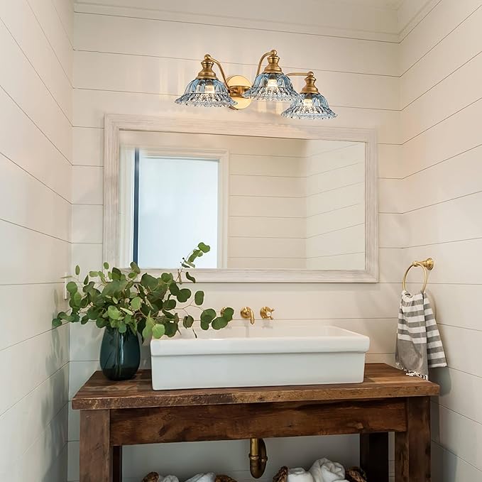 XIEDUN Brass Grey Blue 3 Light Vanity Light