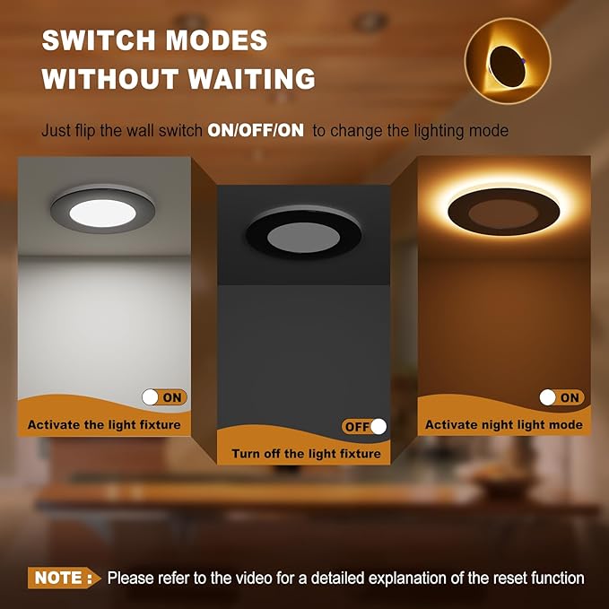 VOLISUN 6 Pack 4 Inch Black Recessed Light with Night Light, Canless LED Recessed Lighting 4 inch, 2700K-5000K Selectable, 9.5W=80W,810LM Soffit Lighting Outdoor Recessed Lights, ETL Certificated