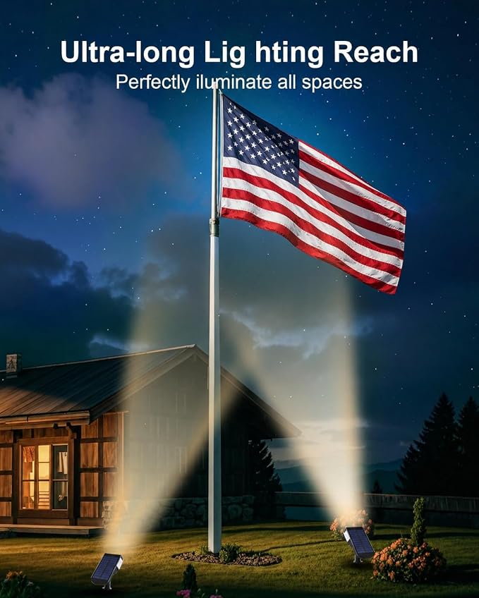 2 Pack Solar Spot Lights Outdoor Waterproof, 20 LEDs Bright Landscape Spotlights Dusk to Dawn, Warm White Adjustable Uplights for Yard Tree House Garden Wall Pathway, IP65