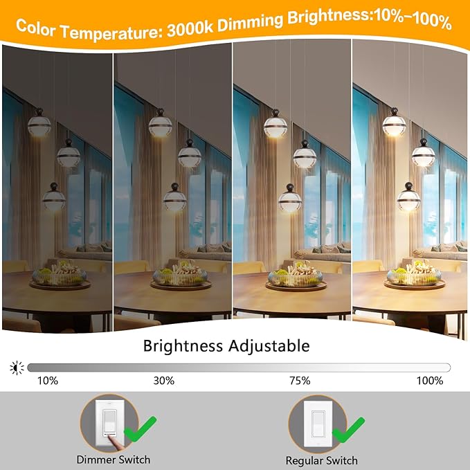 Black Pendant Lights 3-Light Globe Cluster Adjustable Hanging Ceiling Light Modern LED Dining Room Light Fixtures Over Table for Kitchen Island
