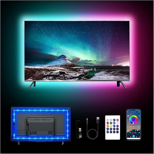 dalattin 12.5ft Led Lights for TV, 40-55 Inch USB RGB LED Strip Lights, TV Backlight with Remote Built-in MIC Music Sync, Bluetooth APP Control Led Lights for Gaming Bedroom, HDTV Mood Lighting
