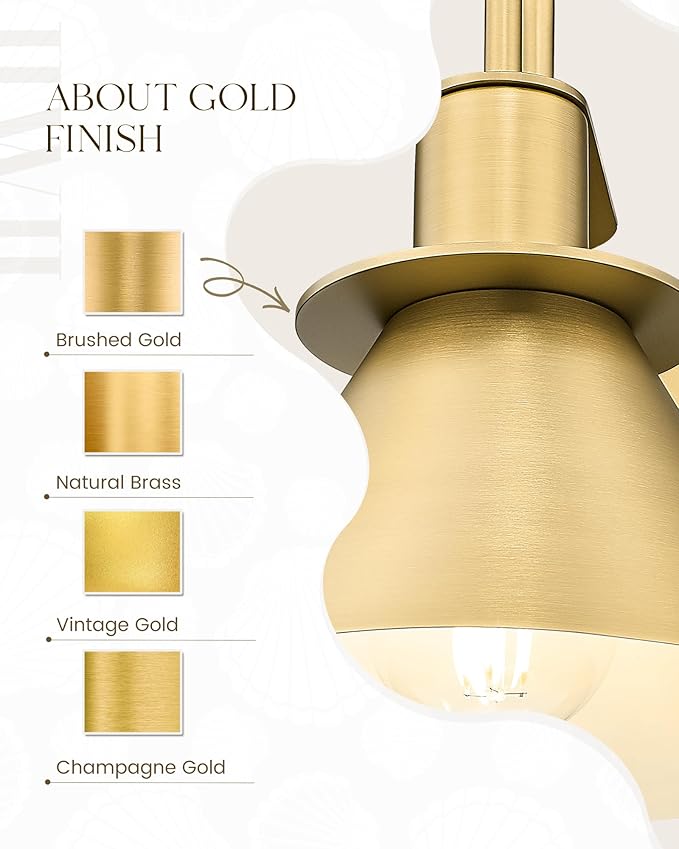 Brass Wall Sconce, HWH Modern Wall Light Sconces for Bedroom Bathroom, 1-Light Indoor Wall Light Fixtures with Metal Shade, White Interior, Gold Finish, 5HZG56BL BG