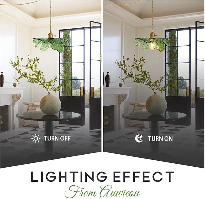 2 Pack Plug in Pendant Light, 14.75ft Cord Hanging Light with Hand Blown Green Glass Shade, Brass Pendant Lamp Plug in Hanging Lighting for Kitchen Island Bedroom Living Room Dining Room