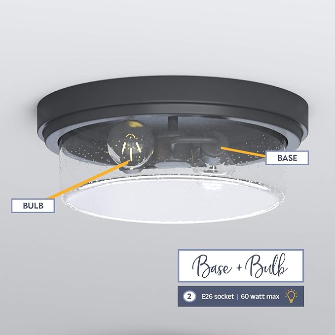 Prominence Home Madalyn 13" Bronze Flush Mount Clear Square Glass Drum Ceiling Light - 51541-01
