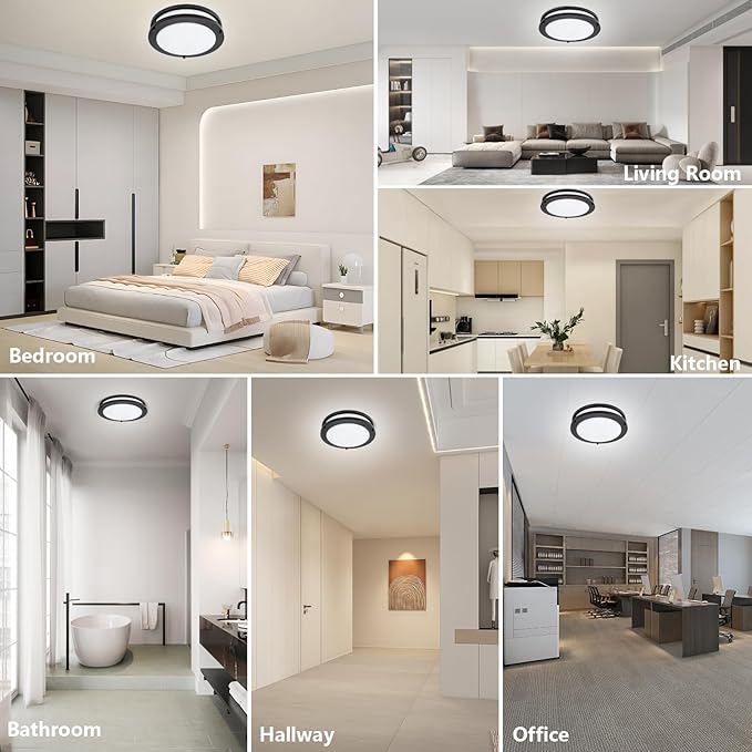 OOWOLF 4-Pack 10 Inch 24W LED Ceiling Lights, 5000K Brightness Adjustable Flush Mount Ceiling Light, Super Bright Brushed Nickel Lighting Lamp Fixture for Bedroom Bathroom Dining, Daylight White