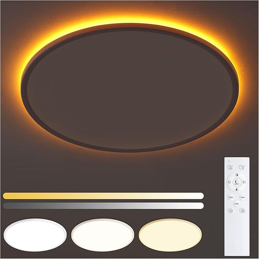 Flush Mount Ceiling Light with Night Light, 15in LED Ceiling Lights with Remote Control, 1800K Nightlights & 3000-6500K Dimmable Lamp Fixture, 36W 3600LM Low Profile for Bedroom, White