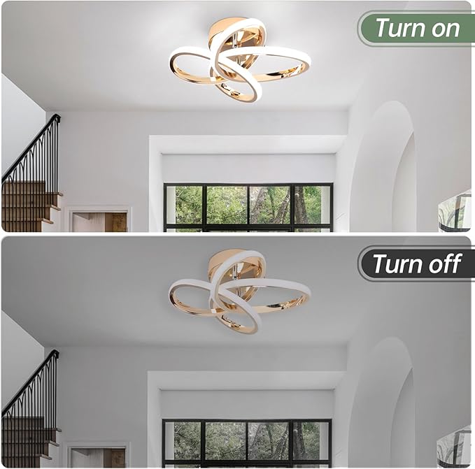 CANEOE Modern Hallway Light Fixtures, 6000K Modern Led Ceiling Light for Hallway, Small Close to Ceiling Lamp for Hallway Corridor Closet Bedroom Bathroom Kitchen Stair Curved Design Ceiling Lights