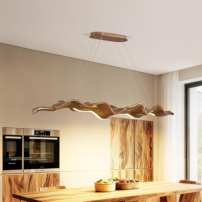 39.4in Linear Chandelier with Remote,Modern Resin Ceiling Pendant Lights for Dining Room Island Lighting Hanging Light for Kitchen,Living Room