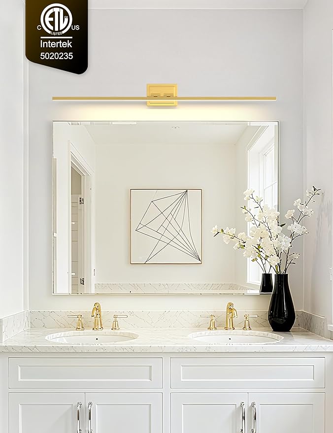 VOLISUN Bathroom Vanity Light 48 inch, 30W Dimmable 5CCT Led Bathroom Light Fixture Over Mirror, Gold Bar Vanity Light for Bathrooms-ETL Certificated